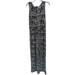 Calvin Klein Sleeveless Black & White Geometric print Jumpsuit Sz 10 GUC